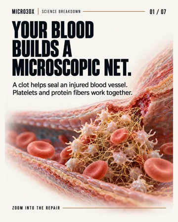 How blood builds a microscopic net — actual first slide